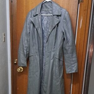 Women's Vintage Gray Leather Coat